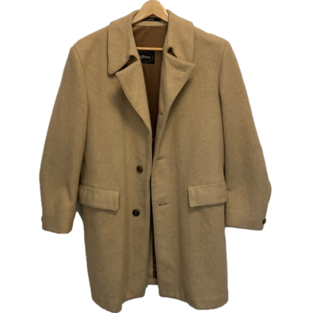 Vintage wool coat Croydon fully lined four buttons front pockets camel sz large